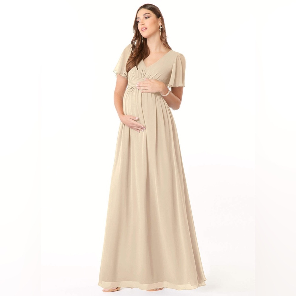 Champagne Azazie Bridesmaid Dress - Maternity